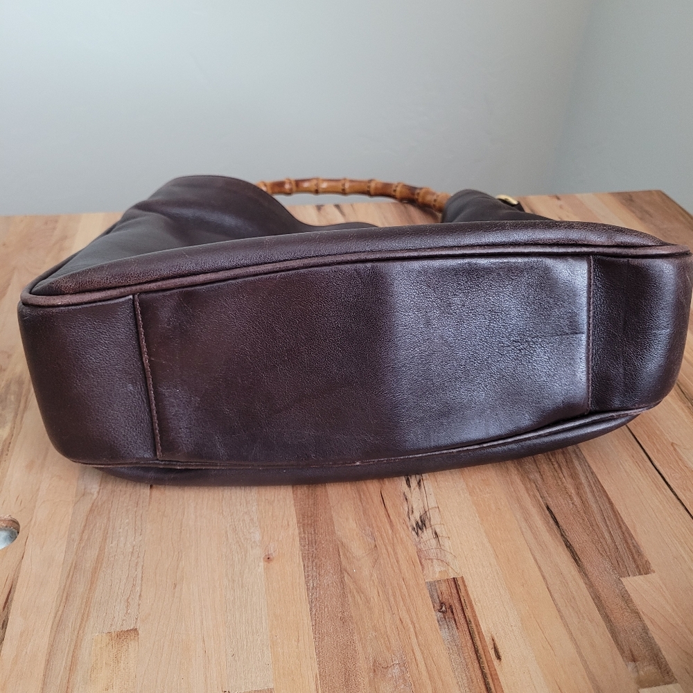 Imperfect Vintage Gucci Leather Shoulder Bag Bamboo Handle & Removable Strap - Picture 5 of 16